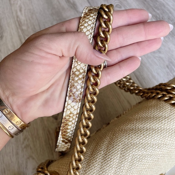 SOLD▪️Gucci Marmont Raffia Snake Crossbody Bag - Picture 9 of 15